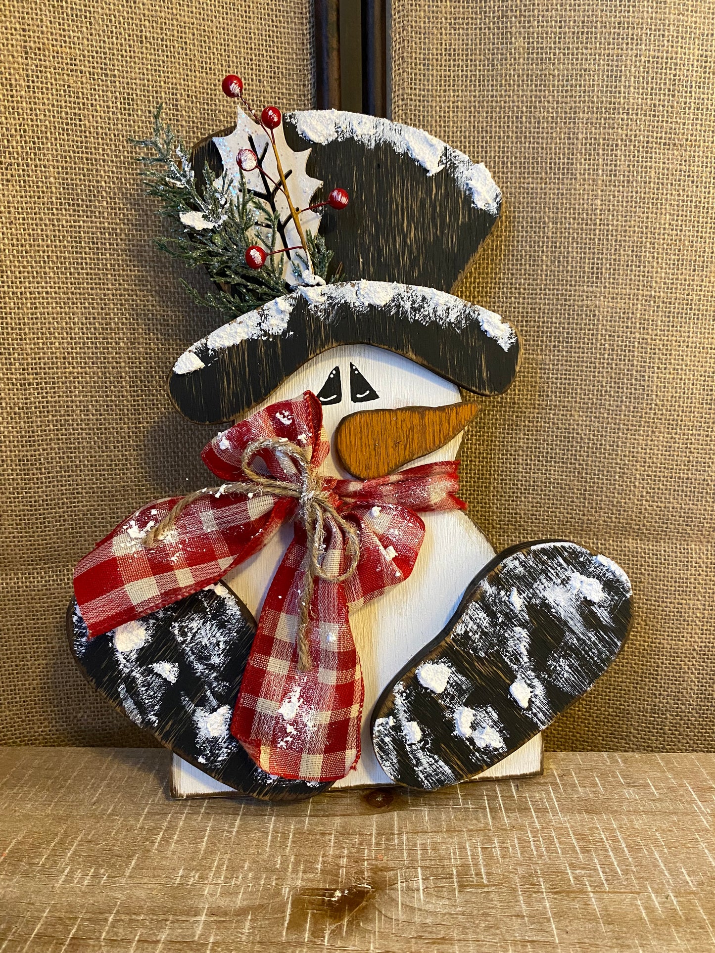 Snowman Plaid Bow